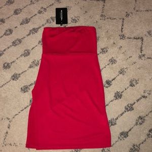 Strapless bodycon dress with slit